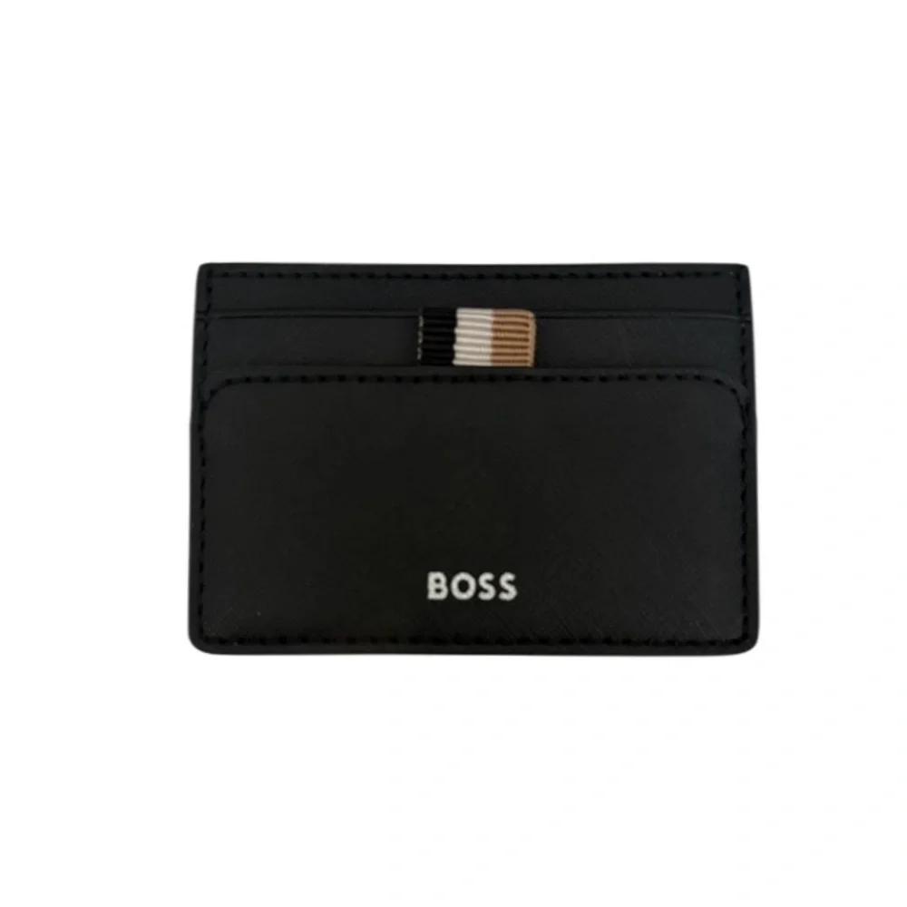 BOSS | Zair Money Clip | Black Leather Wallet | Silver Hardware | NWT